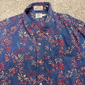 Faherty Breeze Shirt Floral Short Sleeve Button Down Shirt Linen Blend Men Large